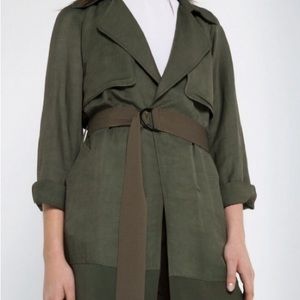 Sandro olive linen trench with belt